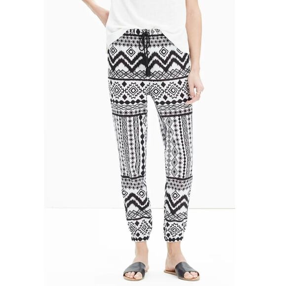 Madewell Aztec Tribal Bohemian Hipster Coastal Beachy Lightweight Jogger Pants M - Picture 1 of 9
